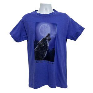 Foot Locker Unisex Large Night Music Purple T-Shirt Howling Wolf Moon Vintage